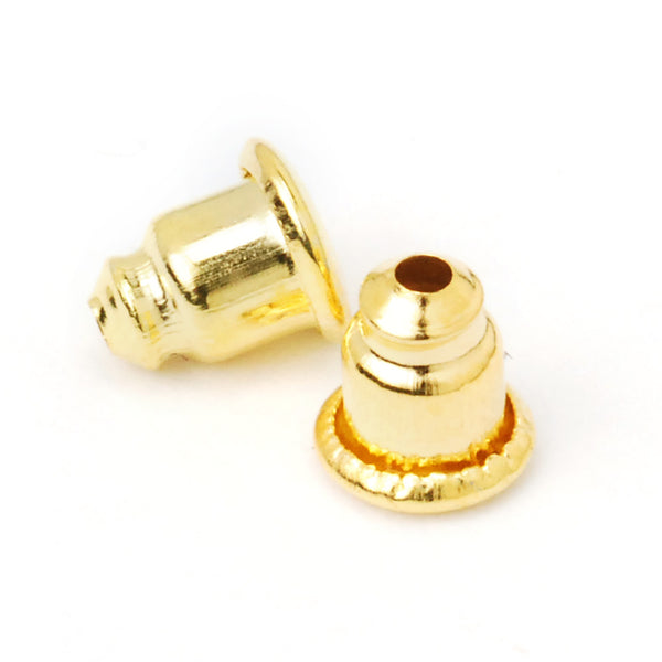 Wholesales 100 Earring Nuts for Back of Earrings Metal Earring Backs Gold Barrel Nut Bullet Stoppers 5x6mm