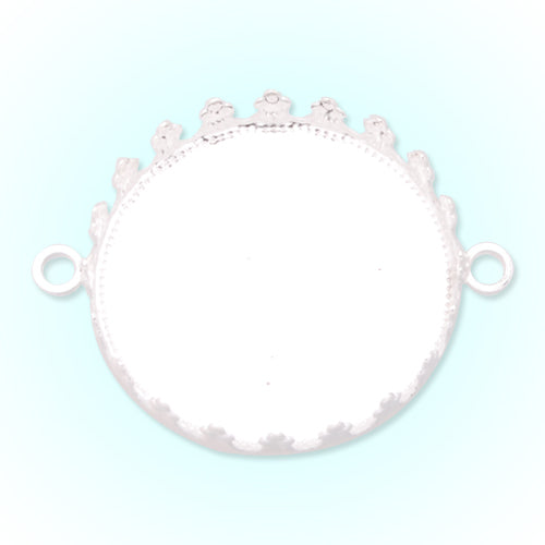 25MM Round Double Hanging Bracelet bezel,Silver Plated,Lead Free And Nickel Free,Sold 20PCS Per Pkg