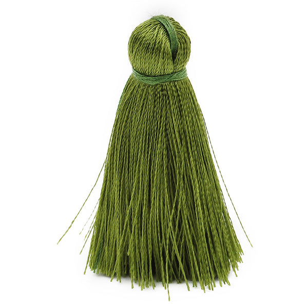 4cm Silky Tassels,Pea Green Handmade Long Jewelry Tassels,Fashion Mala Necklace Tassels, 20pcs/lot