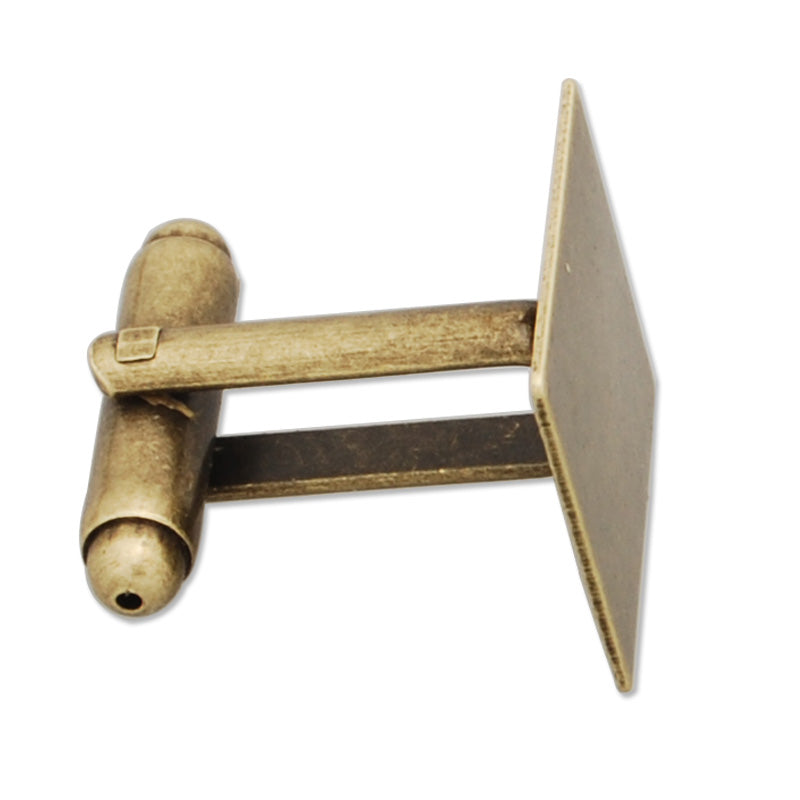 15*15MM Cufflink Blanks with a 15mm Pad,Square,Antique Bronze,sold 20pcs per lot