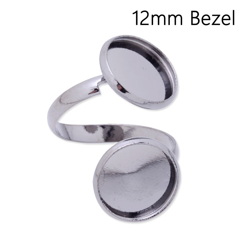 Adjustable Brass Ring Base Setting With two 12mm(inside) round bezels,Gun metal black finished,20pcs/lot