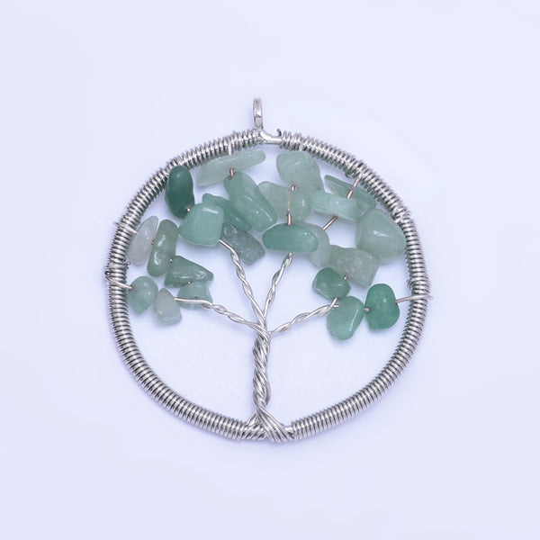 1 Green 46mm Irregular Natural Stone Healing Fashion Jewelry Charm Crystal High Quality Pendant Tree of Life Women'sFashion Handwork