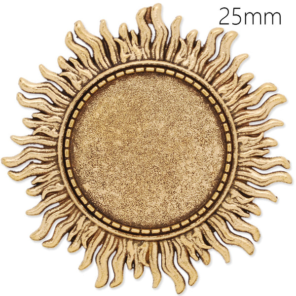 25mm anqitue gold plated brooch blank,brooch bezel,sunshine shape around,zinc alloy,lead and nickle free,sold by 10pcs/lot