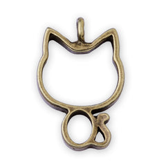 10 Antique Bronze Metal cat frame  21*32*4mm open back pendant  Zinc alloy accessories pendant trays Resin Setting Blanks