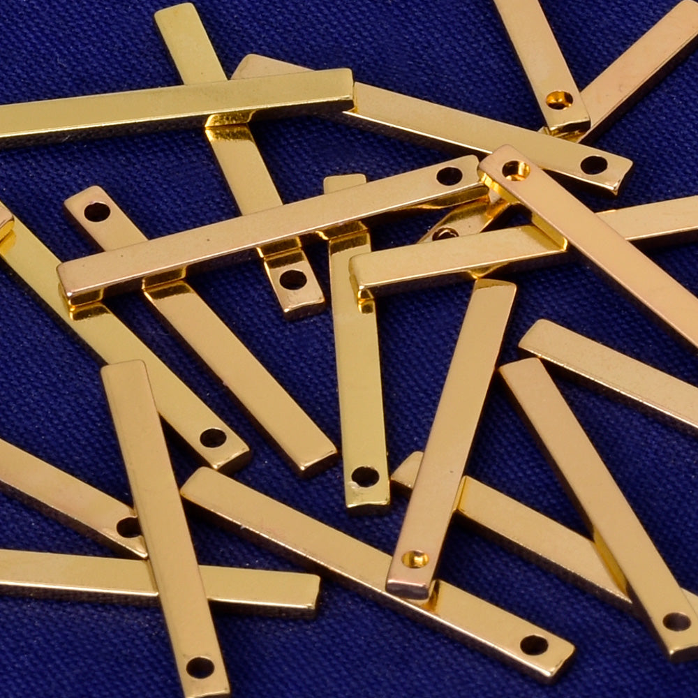 About 20*1.5mm tibetara® Brass Bar Pendant Blanks for Engraving Hand Stamping Stamping Blanks thickness 1.2mm plated gold 20pcs