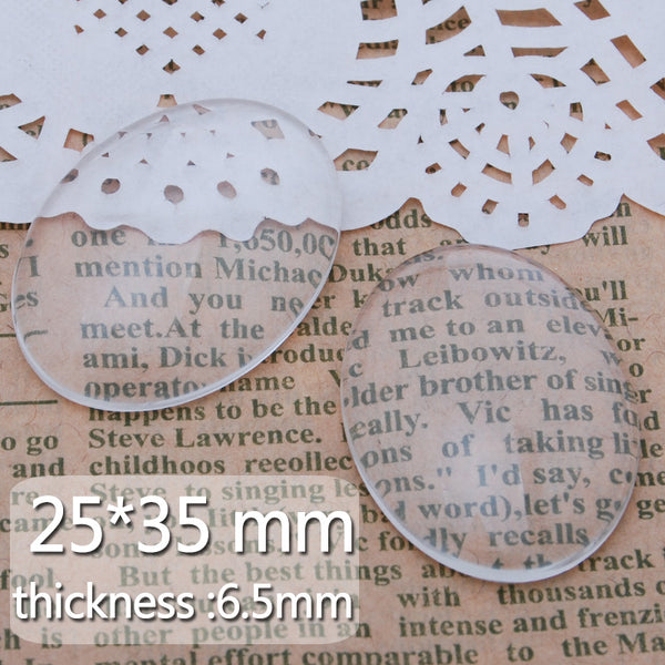 25x35mm Oval Clear glass cabochon,Thickness 6.5mm,50 pieces/lot