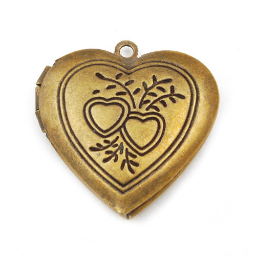 29*28 mm Antique Brass Love Heart Lockets Pendant Victorian Style,Sold 20 pcs per pkg