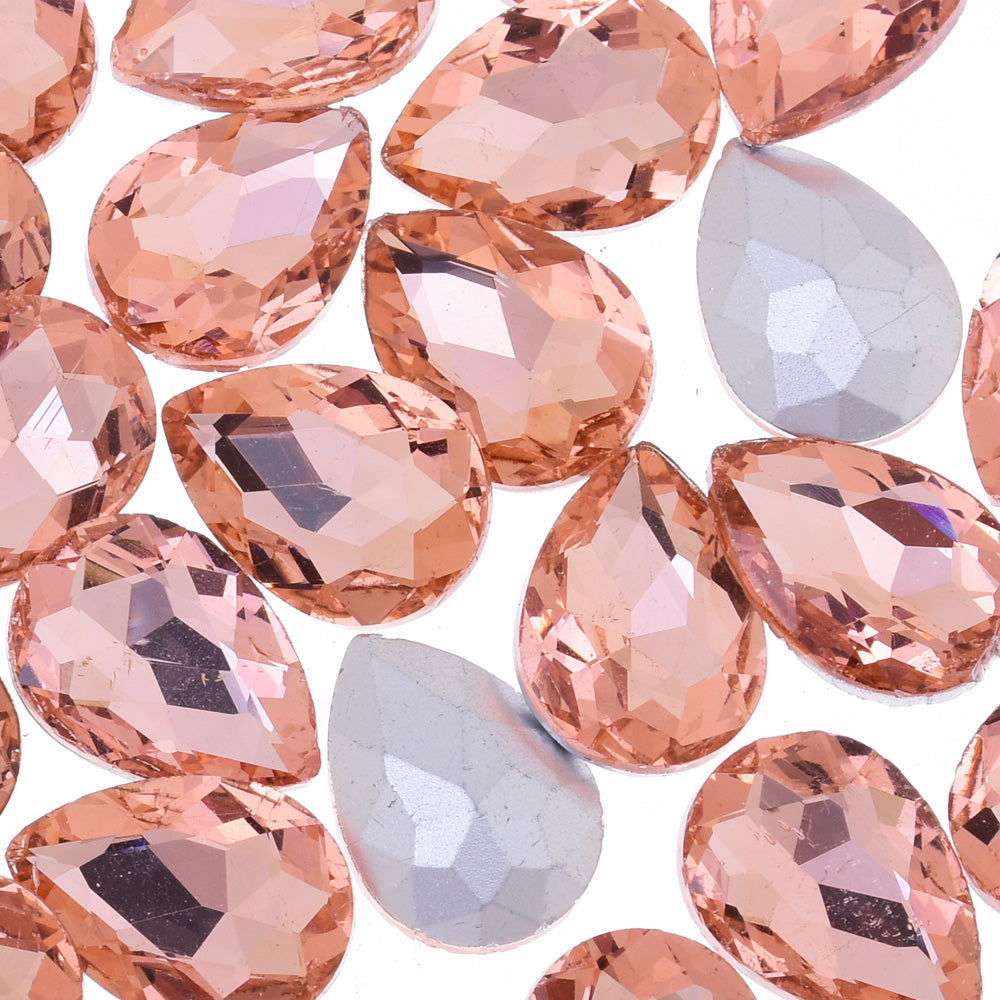 18x25mm Teardrop crystal Pointed Back Rhinestones Glass Crystal dress jewellery making shoes pink 50pcs 10184354