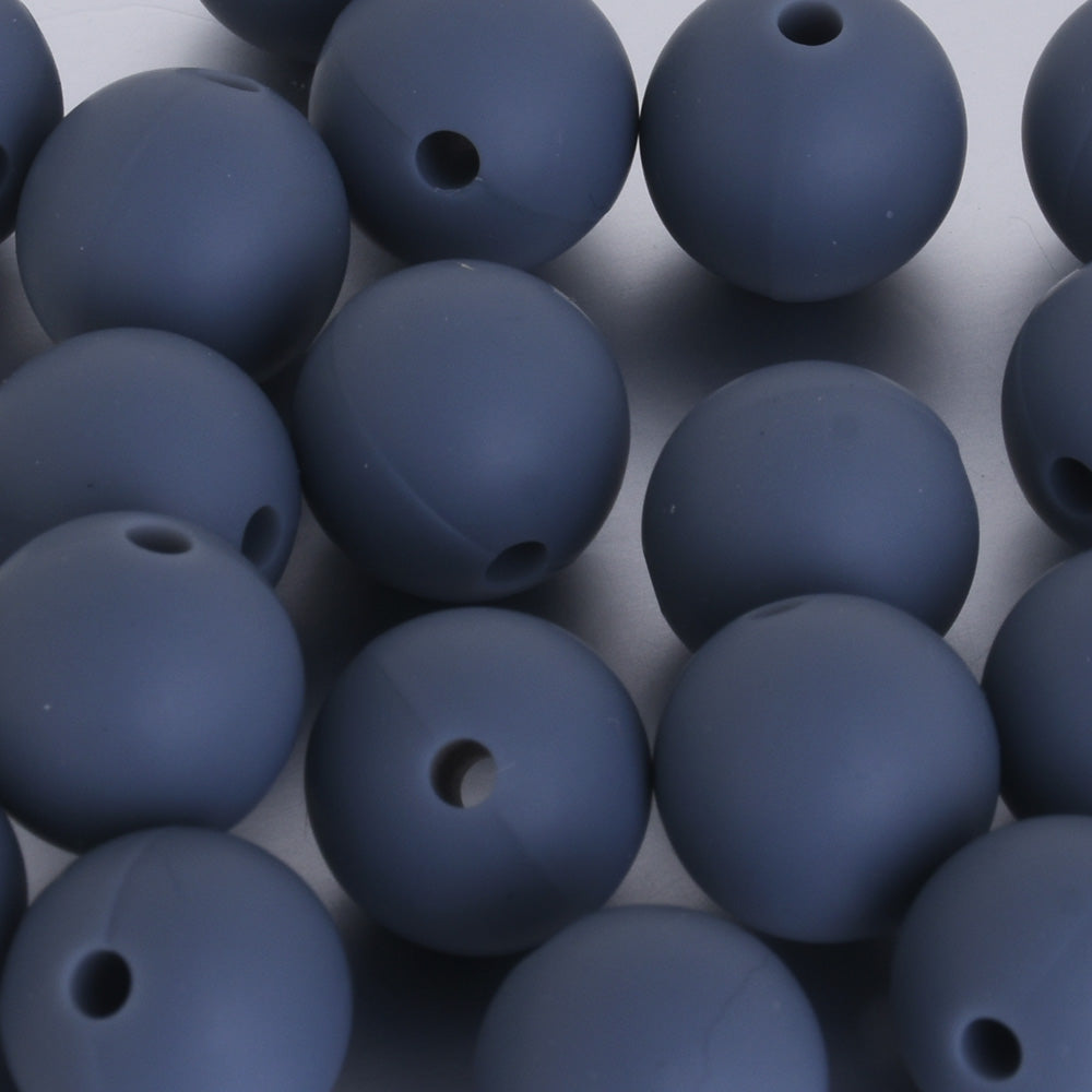 18mm Round Teething Beads Bulk Loose Chew Silicone Beads BPA Free Wholesale Silicone Beads gray 10pcs