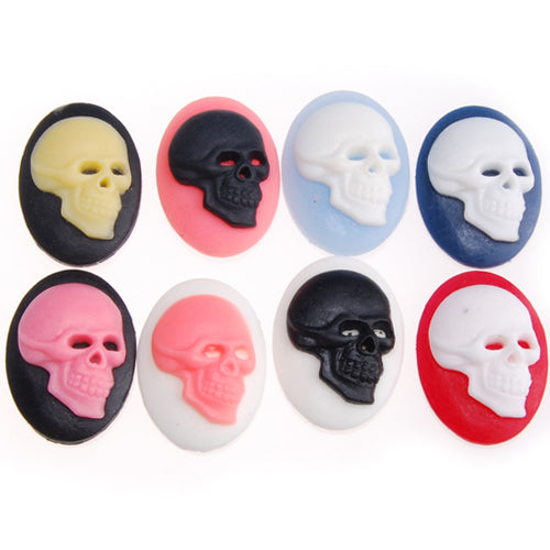 18*25MM Oval Skull Resin Flatback Cabochons,Mixed Colors;sold 20pcs per pkg