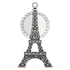 1 inch Round Pendant Trays,25mm Antique Silver Pendant Setting Blanks,Eiffel Tower Shape,sold 10pcs/lot