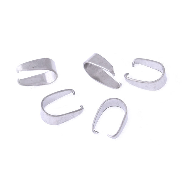 3.5x10mm Stainless Steel Snap on Bail Pinch Clip Bails Jewelry Findings Pendant Bails, Snap On Bail Charm 20pcs