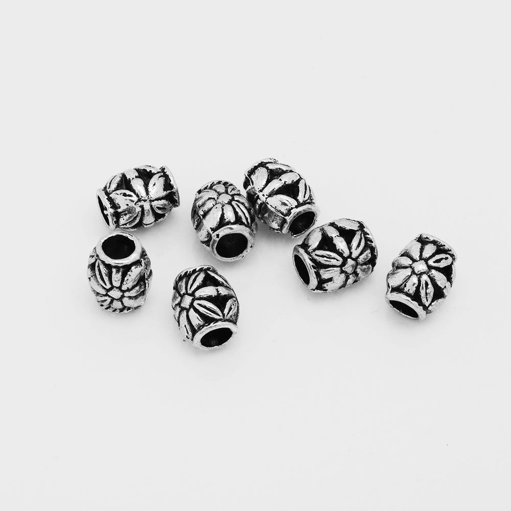 Tibetan Flower Beads,Diy Jewelry Buddhism Beads,Large Hole Spacer beads,Rondelle Beads,Diameter 7mm,Sold 50pcs/lot
