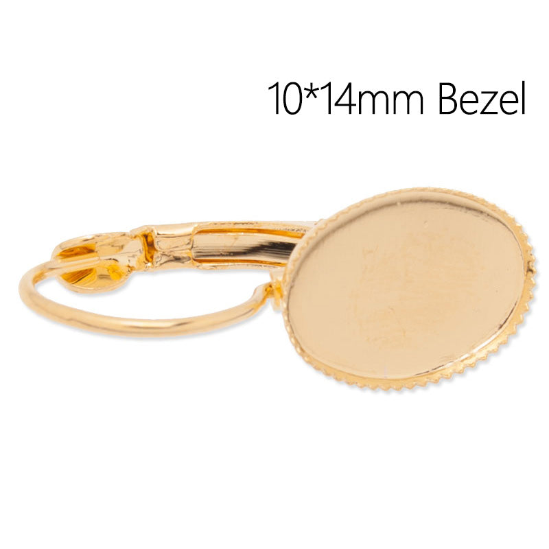 Brass French Lever Back with 10x14mm oval bezel,Earrings Blank,golden plated,50pcs/lot