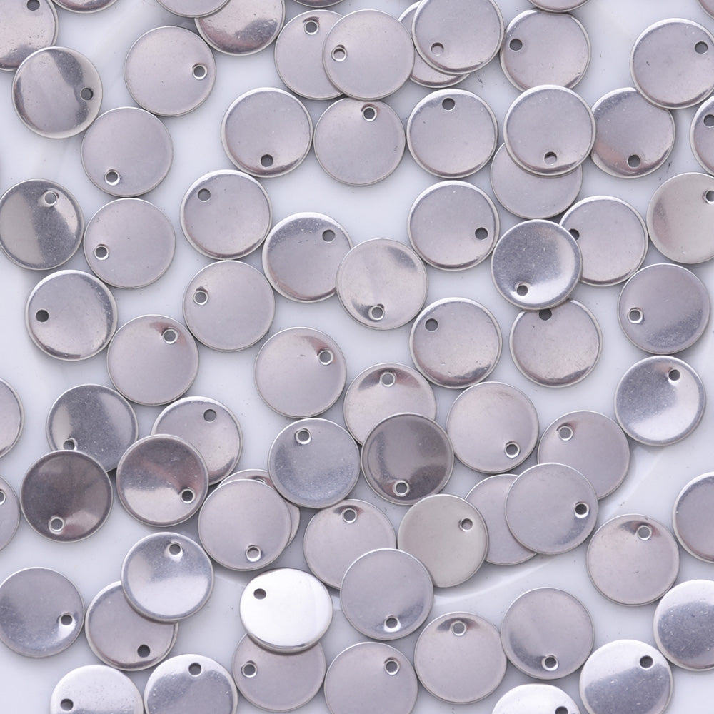 20 Silver Tone Stainless Steel Stamping Blank Tags Charms about 6mm Round Dics Tags Wholesale Diy Jewelry Findings