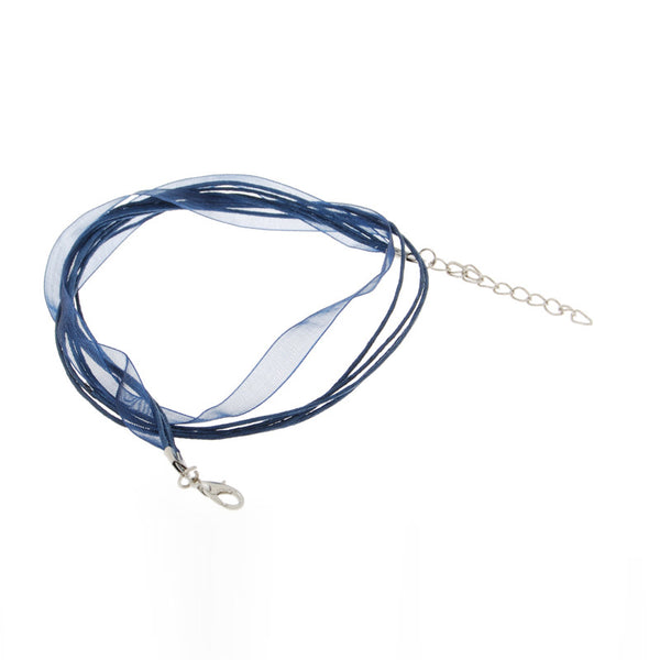 Organza Ribbon Cord Necklace Navy Blue and Match 18" with 1.5" Extender, bottlecap, scrabble tile jewelry
