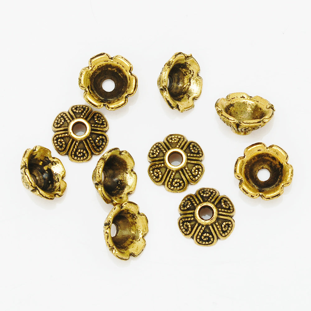 9 mm Charm Beads Cap,Antique Gold Flower Spacer Metal Beads,Diy Jewelry Caps,Thickness 4 mm,sold 100pcs/lot