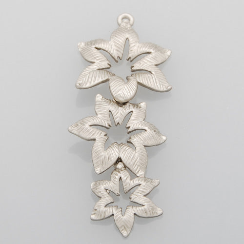 2013-2014 Fashion 15*38MM lovely modern charms,Three Flower Hang,Matte Rhodium,suit for necklace/bracelet/earring ect,sold 10pcs per pkg