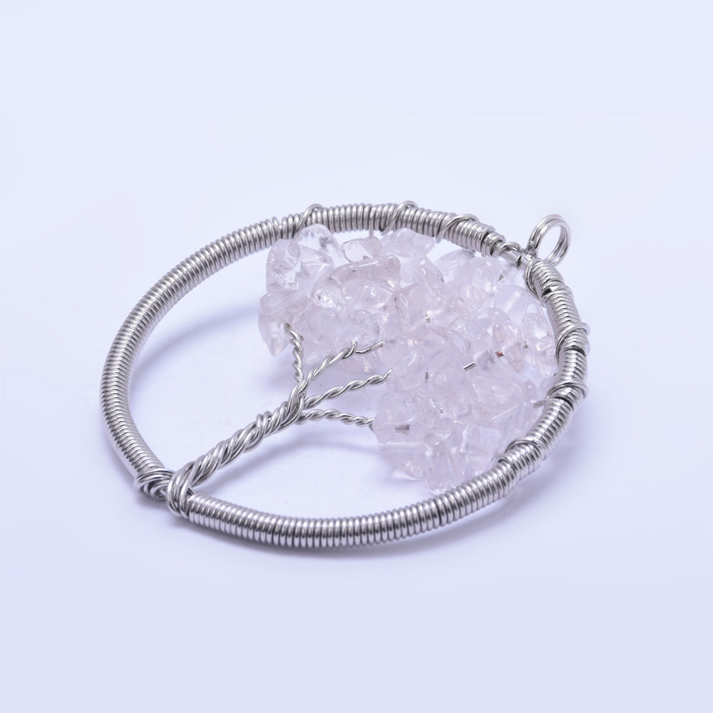 1 Light Purple 46mm Irregular Natural Stone Healing Fashion Jewelry Charm Crystal High Quality Pendant Tree of Life Women'sFashion Handwork Gemstone