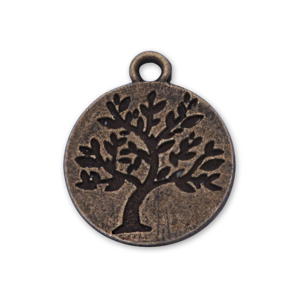 20 Antique Bronze 16mm Round Life Tree Charm  Pendants Life tree small tag Jewelry Making Findings Simple Gift