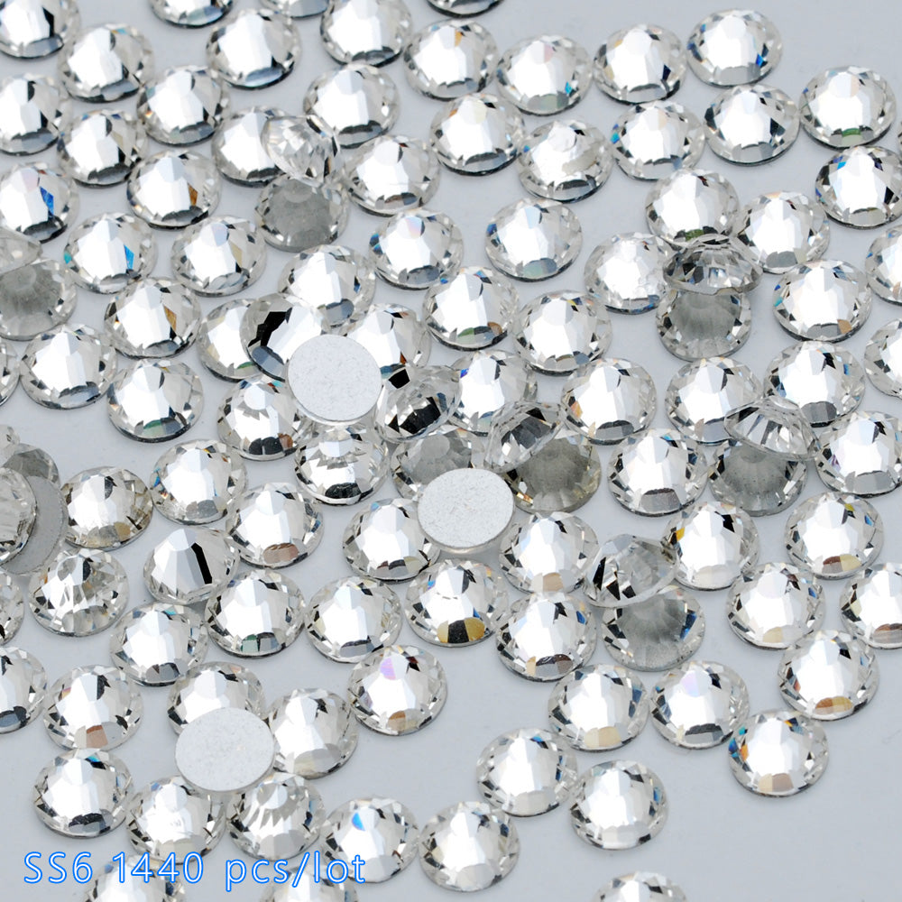 SS6 1440PCS Crystal Glass Stones Machine Cut Strass Non Hot Fix Rhinestones For Nail Art,Wholesale