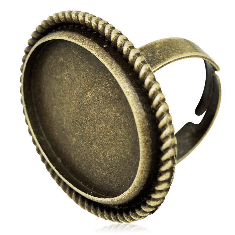 18*25mm Antique Bronze Adjustable Metal Rings Bezel,Oval Blank Ring Setting,Blank Ring Base For Glass Cabochon,sold 10pcsl/lot