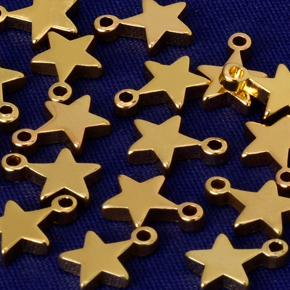 About 8*6mm tibetara® Brass Star Stamping Blank Metal charm Hand stamping Blanks for Jewelry Ready to Stamp plated gold 20pcs