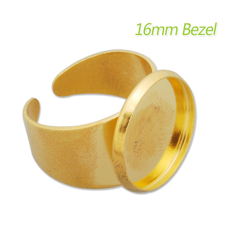 16MM Round  Shallow bottom Gold plated Ring Base Setting Pendants With 16 MM round Pad,Sold 50PCS Per lot