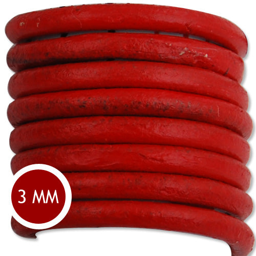 3.0mm Thickness Red Round Leather Cord,Sold 50M/Roll