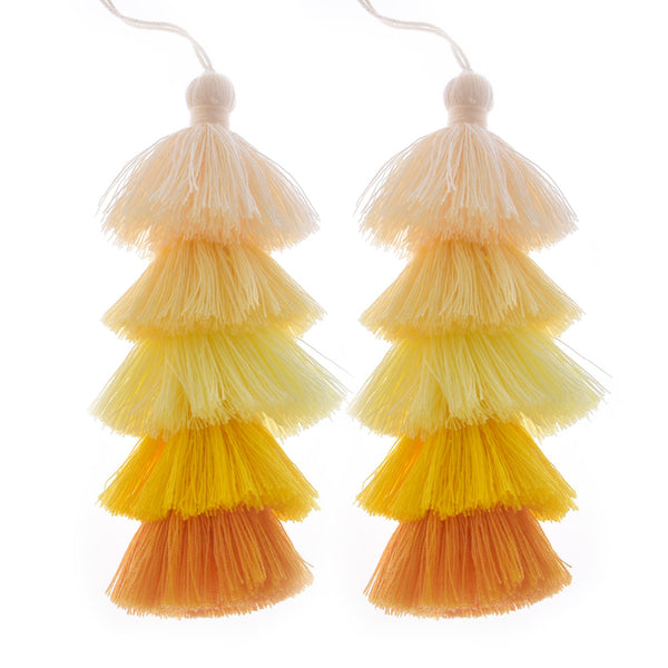 Wholesale Layered Tassel Pendant Five Tier Colorful Cotton Tassel for Earrings pendant handmade 2pcs 10192851
