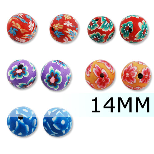 14MM Round Polymer Clay Beads,Mixed Colors,Hole Size 2 MM,Lead Free,Sold 100 PCS Per Package