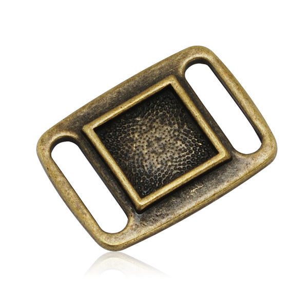 10x10MM Antique Bronze Blank Rectangle Slider border,Shoelace charms,slider frame Spacer,Bead Frame charms,zinc alloy filled,20pcs/lot