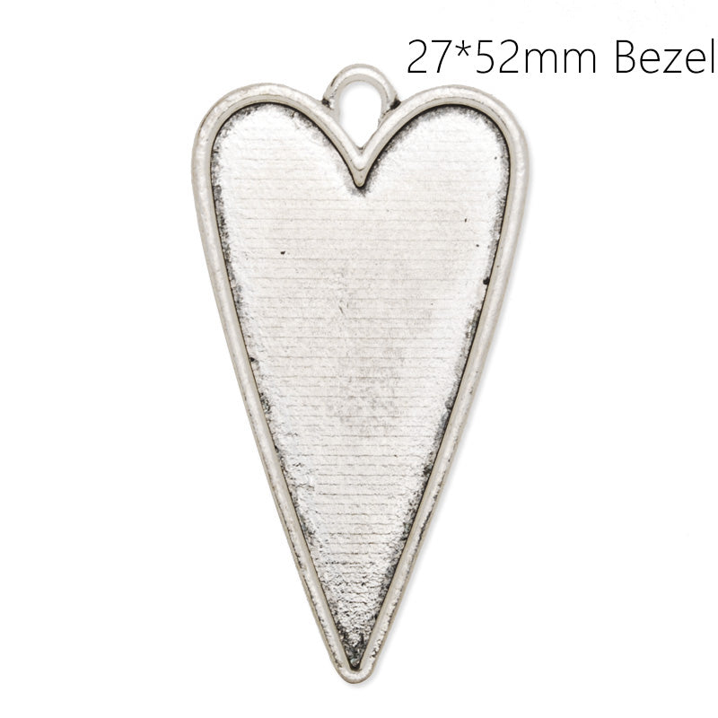 27*52mm Heart Cameo Blank Bezel,Antique Silver Pendant Setting,Zinc Alloy Filled,Out size 30*55mm,sold 20pcs/lot