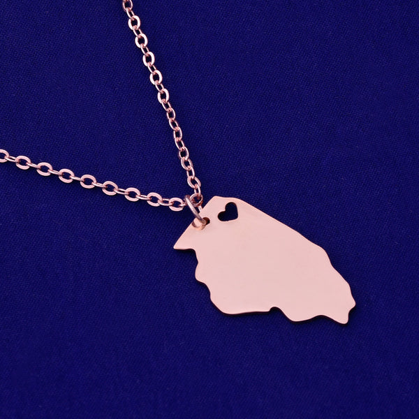 1pcs about 16x28mm Rose Gold Stainless Steel pendant map necklace Stamping blank Jewelry supplies Illinois-IL  18 Gauges