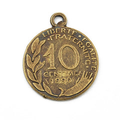 20mm Vintage antique bronze Zinc alloy Charms,10 centime,sold 200 pcs per pkg