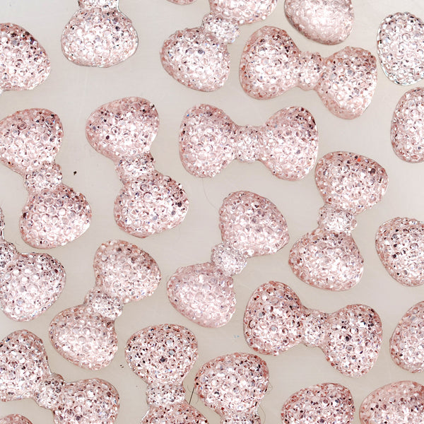 100 Pink  Bow Tie Druzy Cabochons Kawaii Cabochons Resin Flat Back Faceted DIY Jewelry Findings 24mm