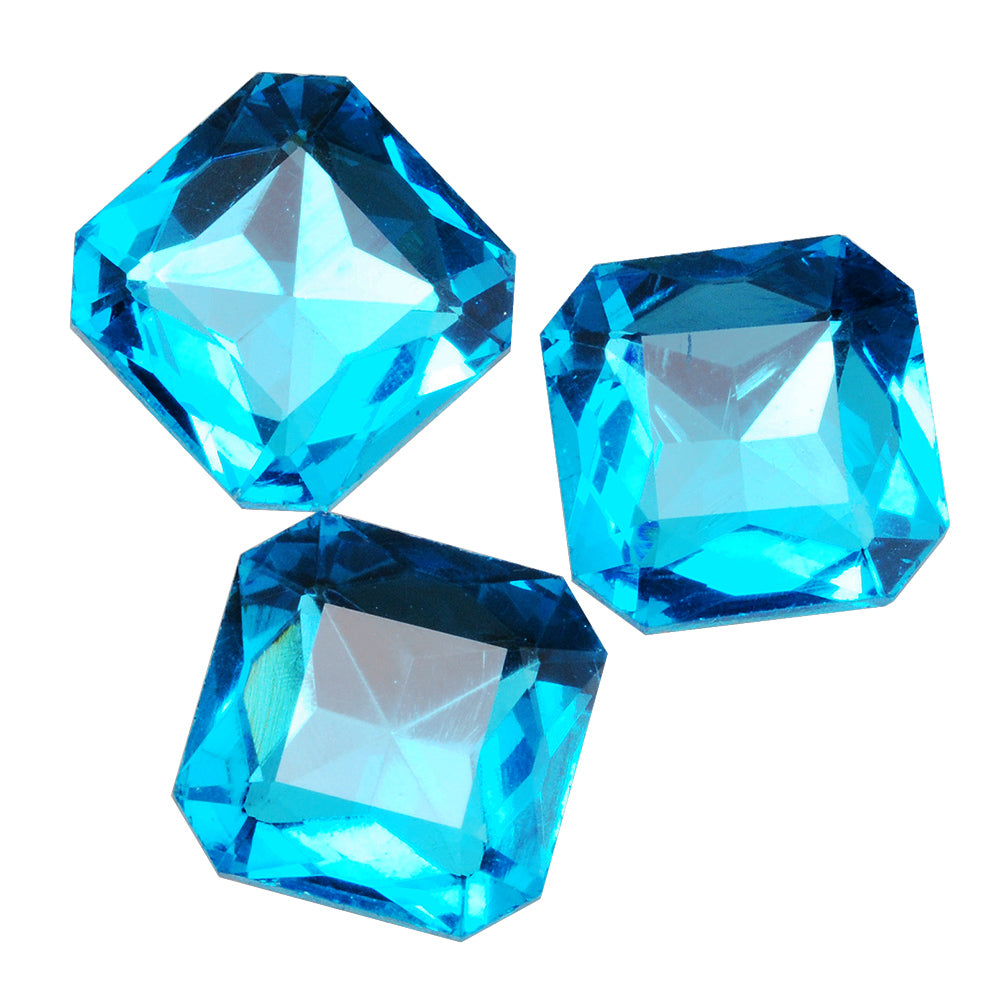 23mm Octagonal bottom tip Crystal Fancy Stone,Cushion Cut Gem,4675,Square Lake Blue Crystal Faceted Stone,10pcs/lot