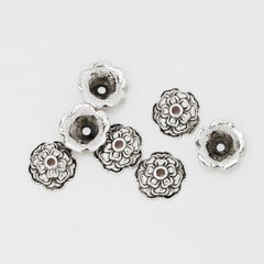 9mm Antique Silver Vintage Jewelry Caps,Flower Charm Bead Caps,Jewelry Findings,sold 50pcs/lot