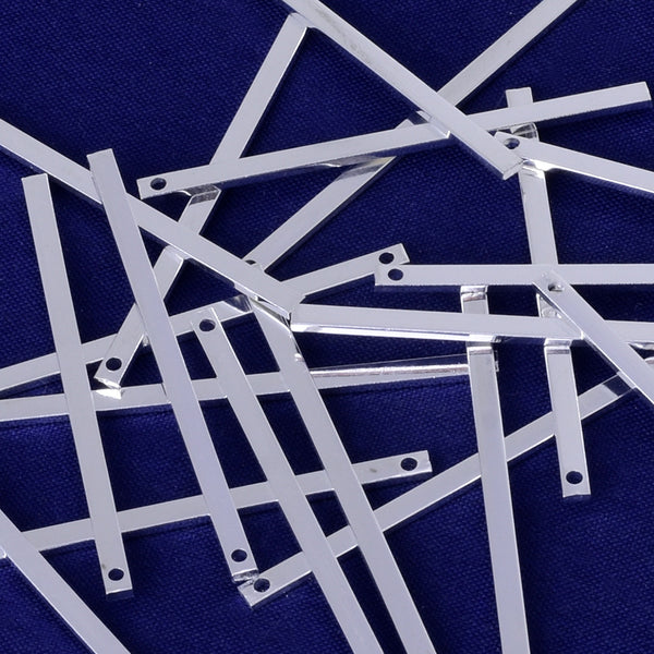 About 40.3*2.1*1MM tibetara® Brass Personalized Bars hand stamping blanks tags findings hole 1.2mm plated silver 20pcs