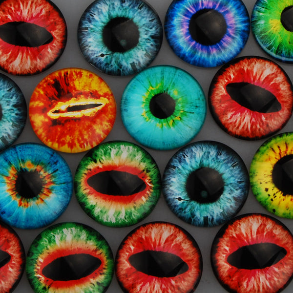 30MM Round pattern glass cabochons with mixed dragon eye,flat back,thickness 7mm,20 pieces/lot