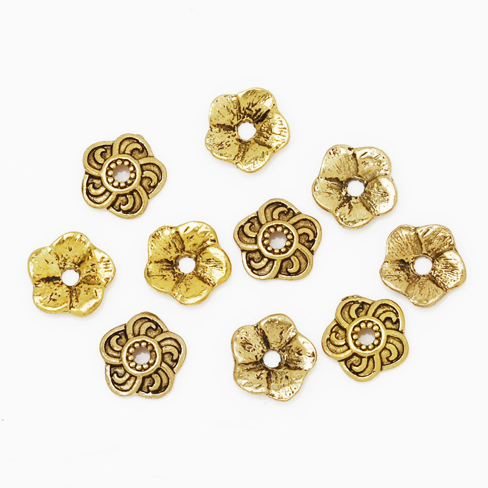 9 mm Antique Gold Flower End Caps,Diy Jewelry Thalamus,Metal Findings,Thickness 2 mm,sold 100pcs/lot