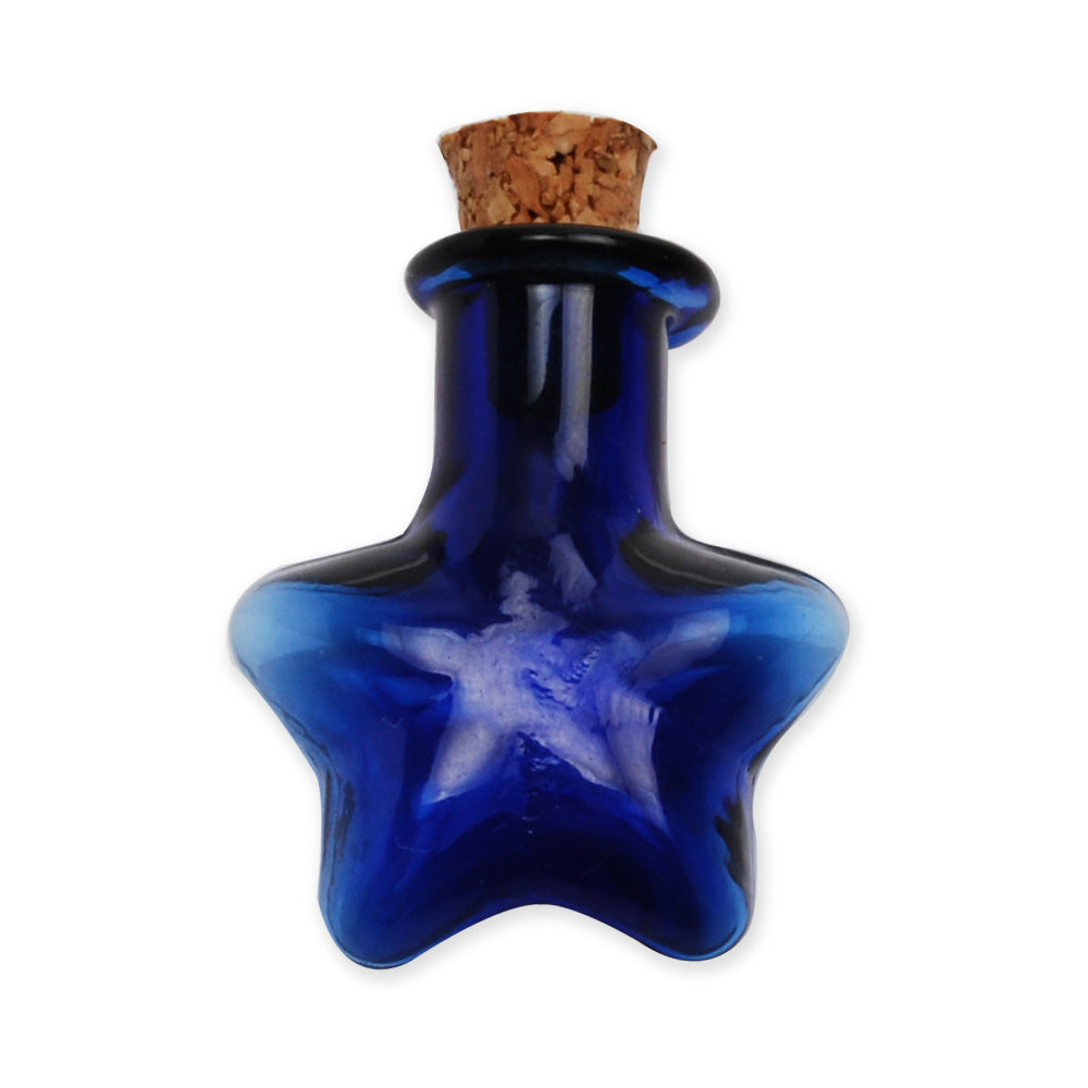 20 * 21mm Pentacle shaped Sapphire Blue wishing bottle,small glass bottles with cork,glass jar,tiny corked bottle,empty glass bottles,10pcs/lots