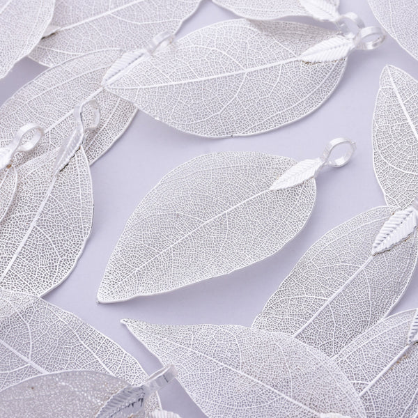 2Imitation Rhodium Plated Real Leaf Jewelry for Necklace  Pendant Findings Supplies Big Leaf  Imitation Rhodium Plated  Pendant