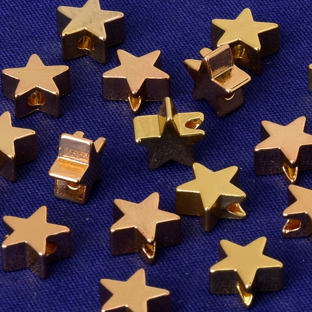 About 3*7.5MM tibetara® Brass Star Spacer Beads Metal Spacers Ready to Stamp Jewelry Making Supplies plated gold 20pcs