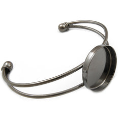 Bracelet With 25MM Round Setting,Cuff,Adjustable,Gun Metal Black-Plated Brass,Lead Free And Nickel Free,Sold 10PCS Per Lot