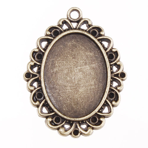 18*25MM Antique Bronze Plated Oval Pendant trays,lead and nickle free, sold 20pcs per pkg