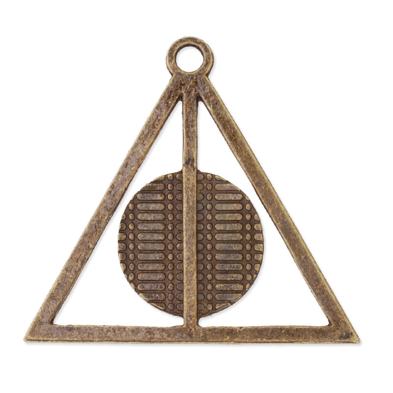 Triangle pendant tray with 16mm round bezel,zinc alloy filled,antique bronze plated,20pcs/lot