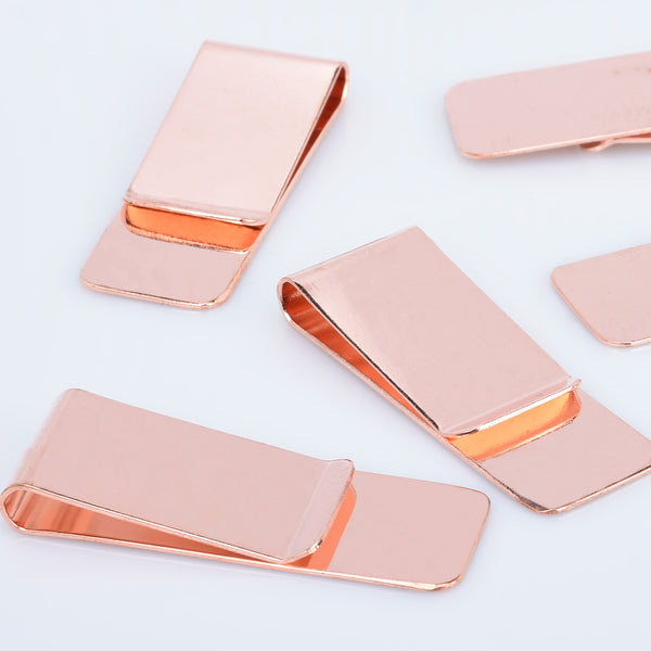 5 Wholesale Lots Money Clip Blank Metal Money Clip Fashion Gift Rose Gold 20x55mm