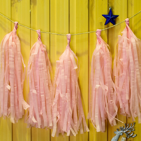 Paper Tassel Assembled or DIY Tassel Garland Wedding Photo Backdrop Birthday Party Decorations 12" light pink 1bag