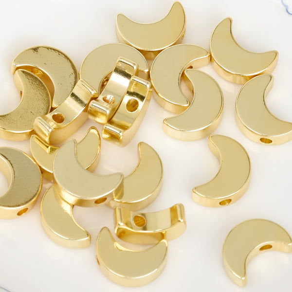 About 11.5*8.5MM tibetara® Brass Crescent Beads Spacer Beads moon Jewelry diy Findings necklace bracelet Aperture 1.8MM plated gold 20pcs